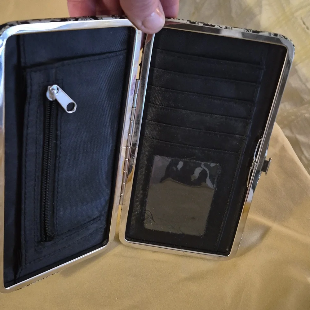 Boho Black N White Elephant Push Snap Open Wallet Clutch